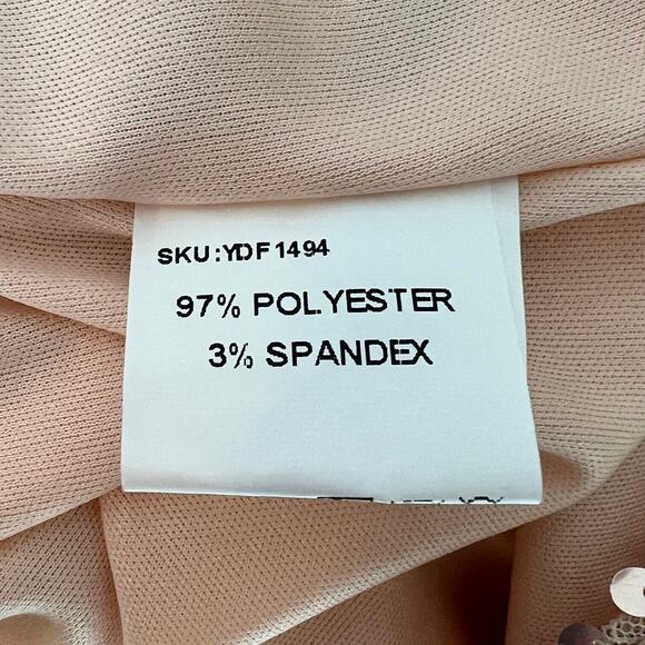 Chic Me Womens Sequined Maxi Dress Large Pink Rose Gold Sexy Slit Sleeveless - Picture 6 of 7